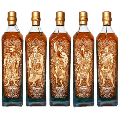 Johnnie Walker Blue Label Gods of Wealth Collection 5 x 75cl, Taiwan Edition